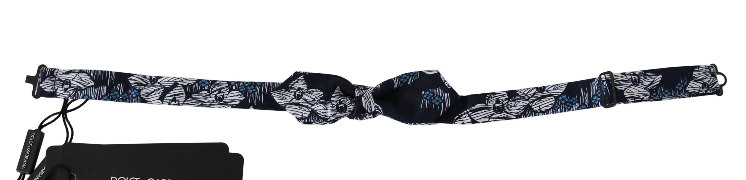 Dolce & Gabbana Marineblau geblümte schmale verstellbare Herrenfliege