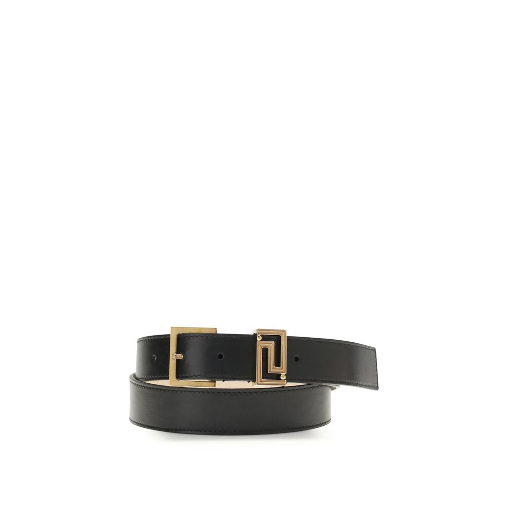 Versace Black Calf Leather Bos Taurus Belt