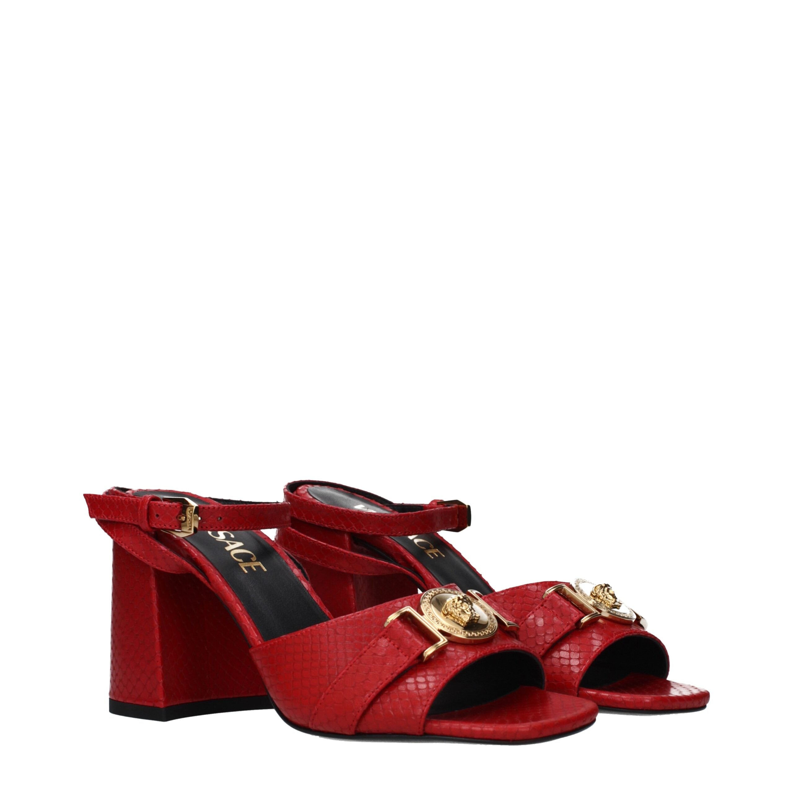 Versace Red Leather Platform Sandals