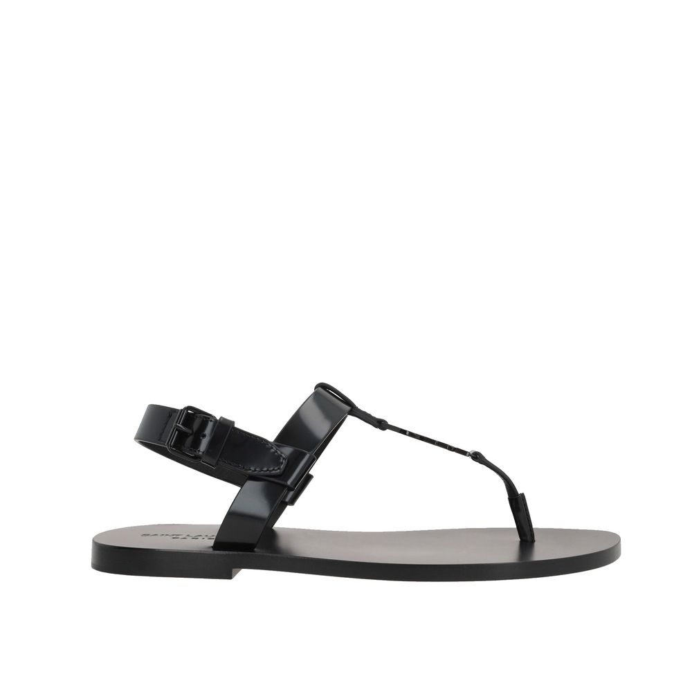 Saint Laurent Black Calfskin Flat Sandals