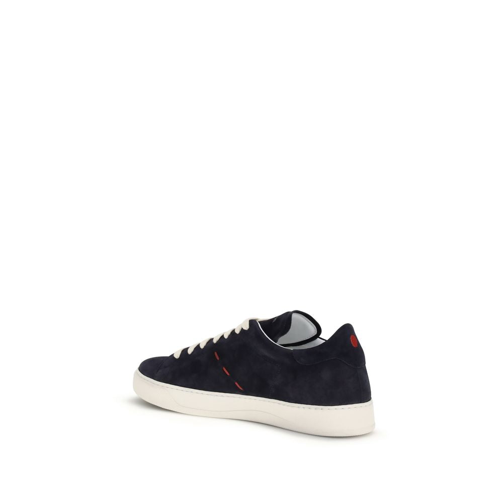 Kiton Blue Calf Leather Bos Taurus Low Top Sneakers