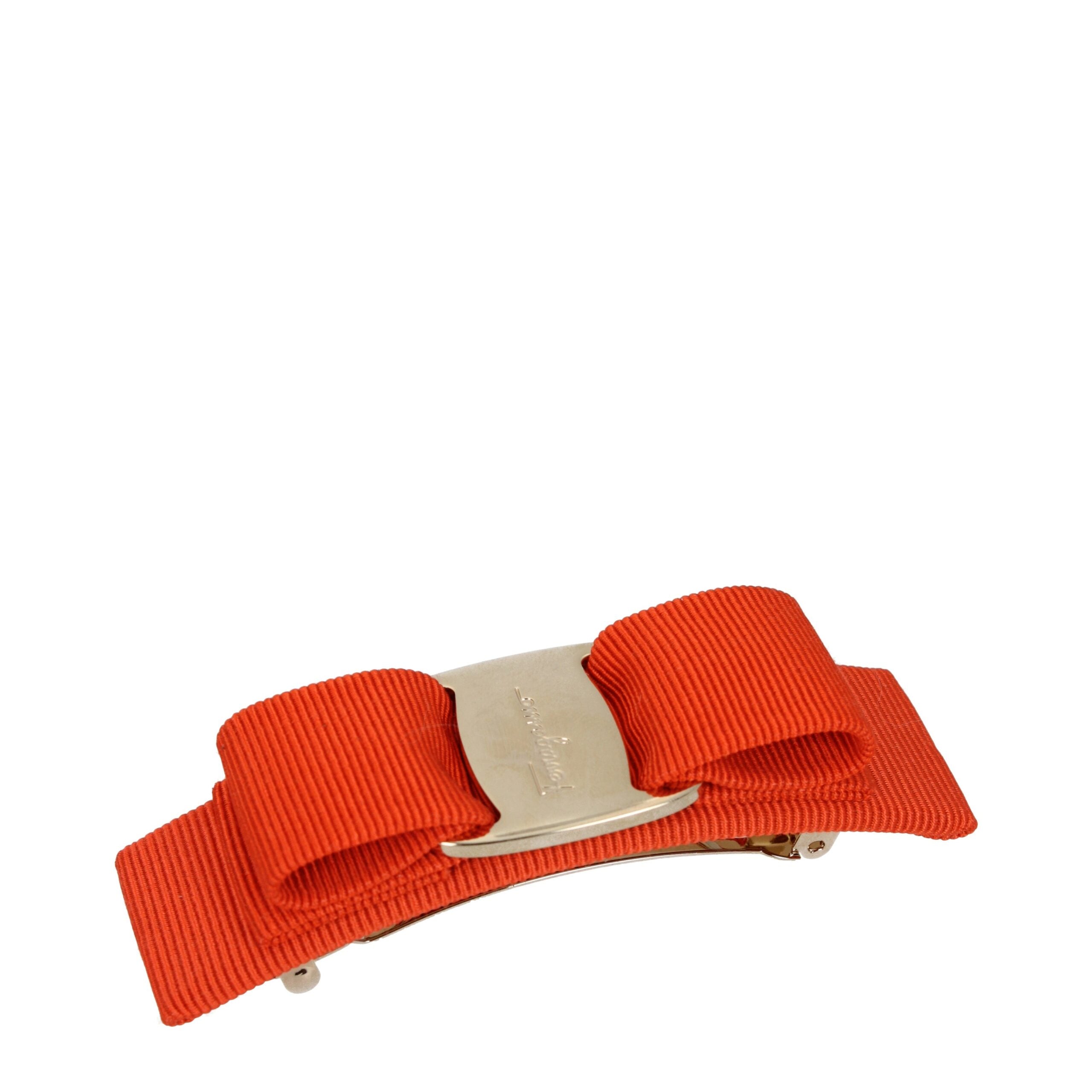 Salvatore Ferragamo Orange Fabric Hair Bow