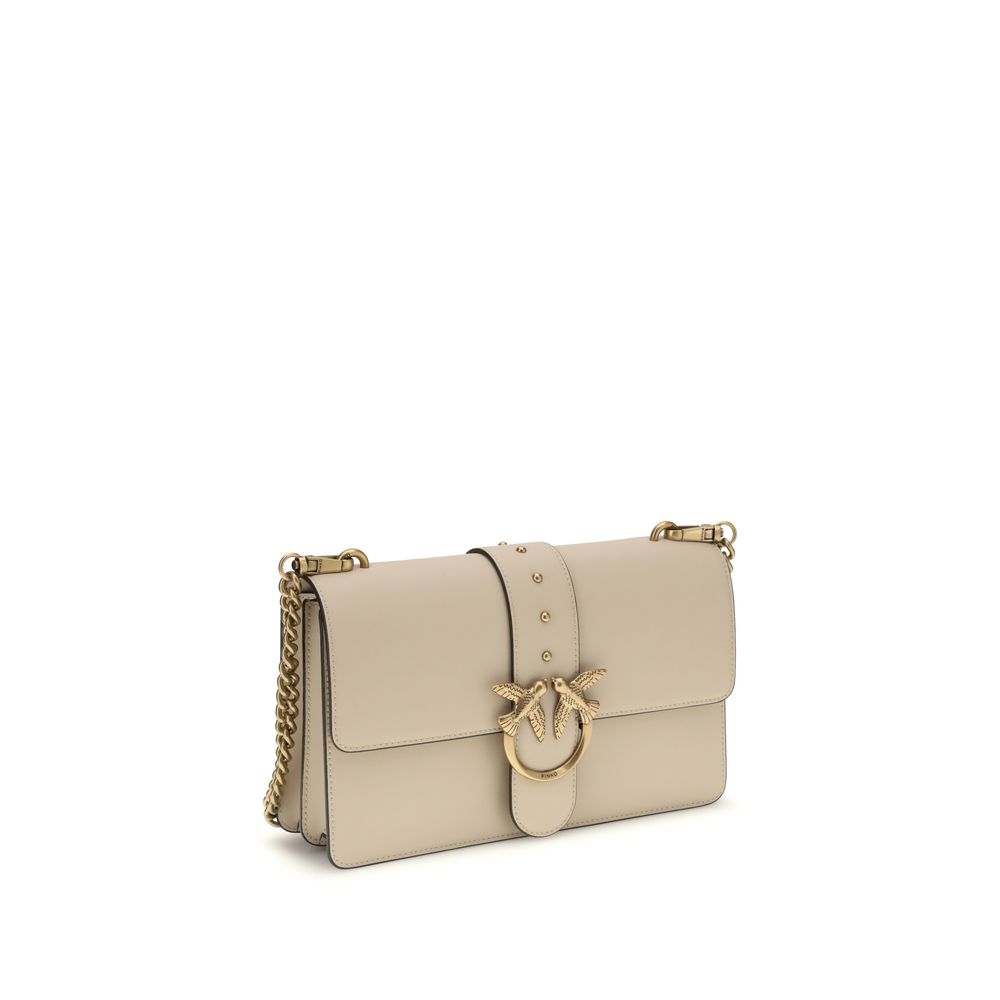 PINKO Beige Calf Leather Bos Taurus Shoulder Bag