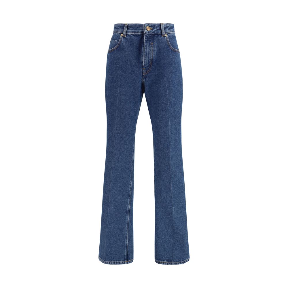 Balmain Blue Cotton Straight-Leg Jeans