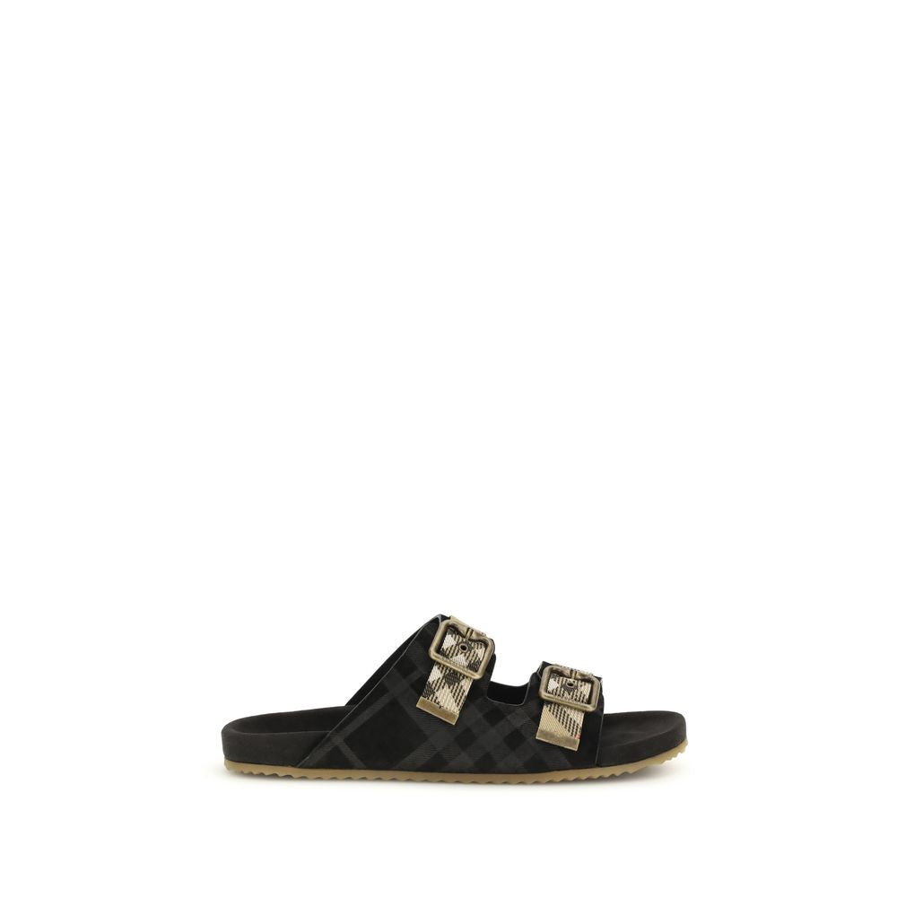 Burberry Multicolor Calf Leather Bos Taurus Flat Sandals