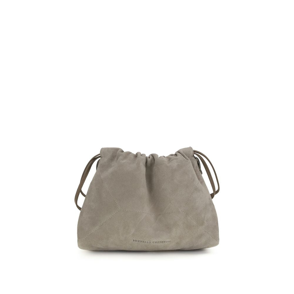 Brunello Cucinelli Gray Calf Leather Bos Taurus Clutch Bag