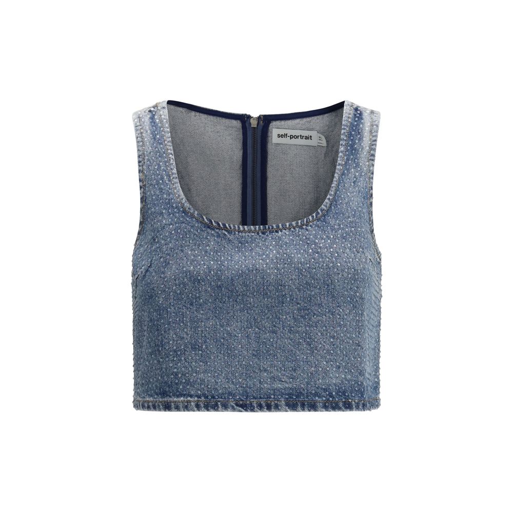 Self-Portrait Blue Cotton Top