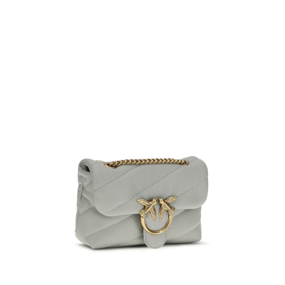 PINKO Gray Calf Leather Bos Taurus Shoulder Bag