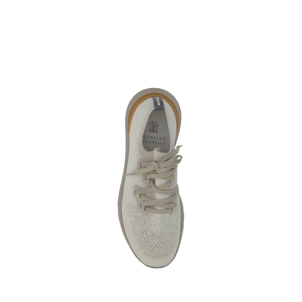 Brunello Cucinelli White Cotton Athletic Sneakers
