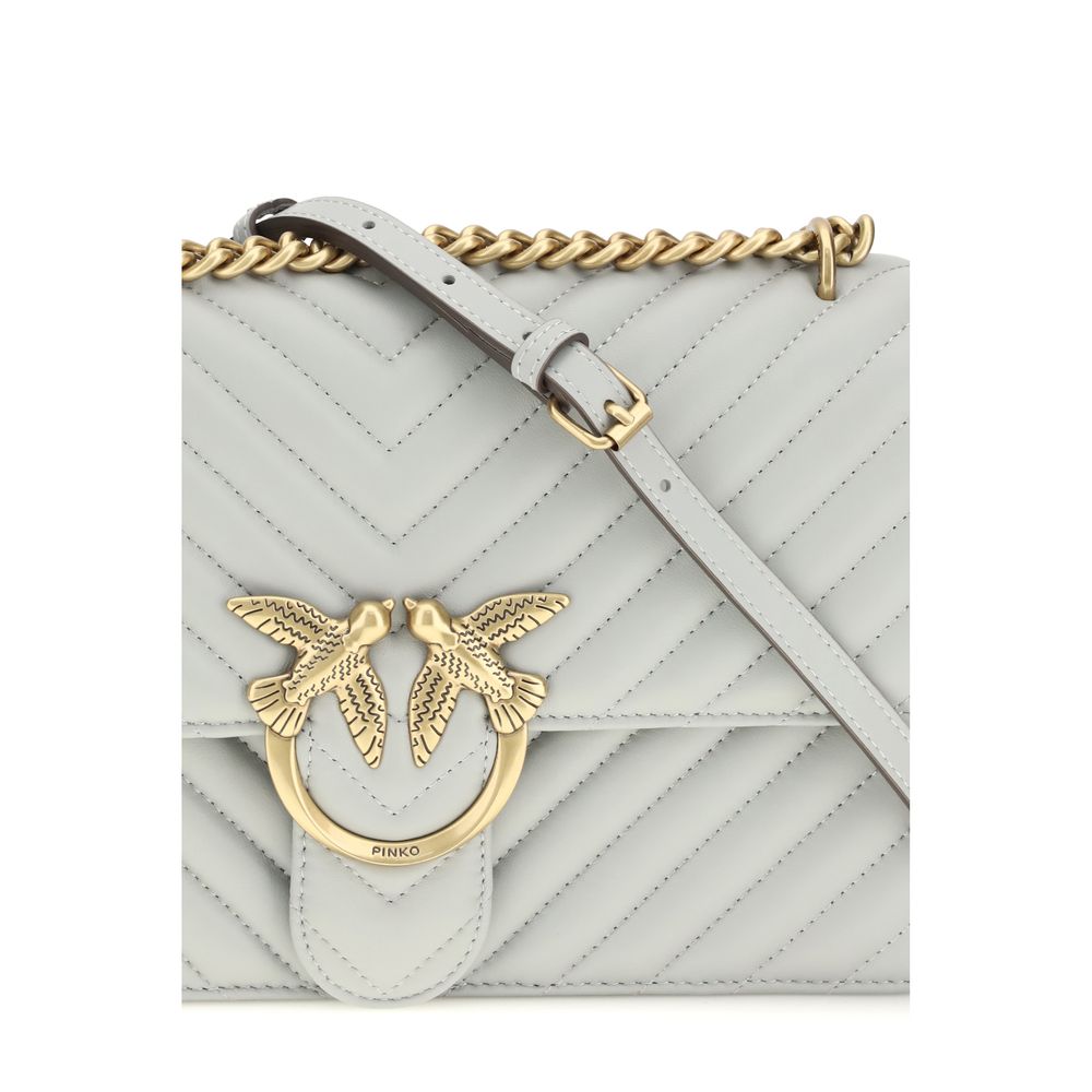 PINKO Gray Calf Leather Bos Taurus Shoulder Bag