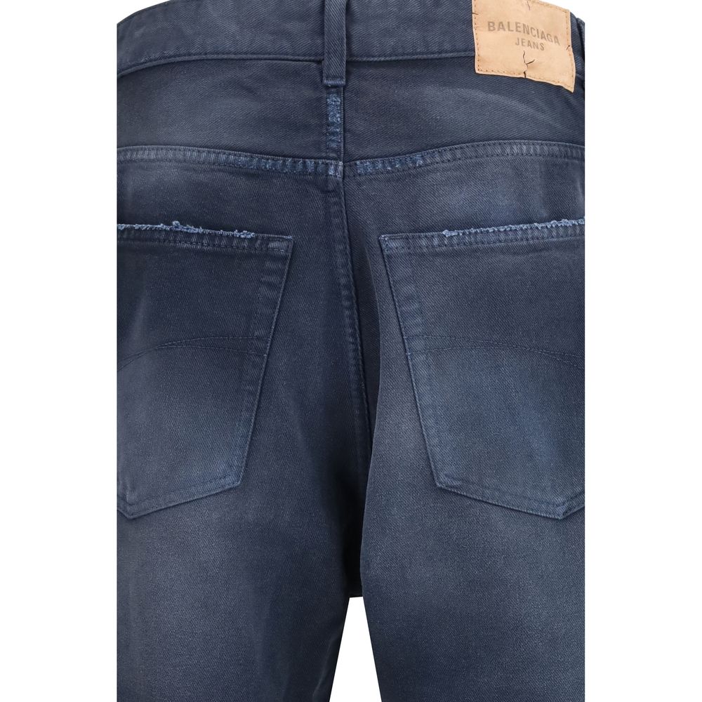 Balenciaga Blue Cotton Relaxed Fit Jeans