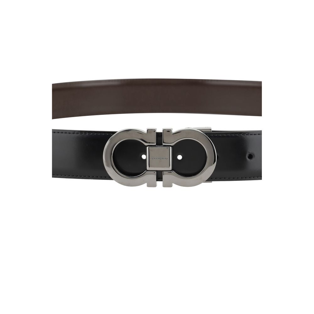 Ferragamo Black Calf Leather Bos Taurus Regular Belt