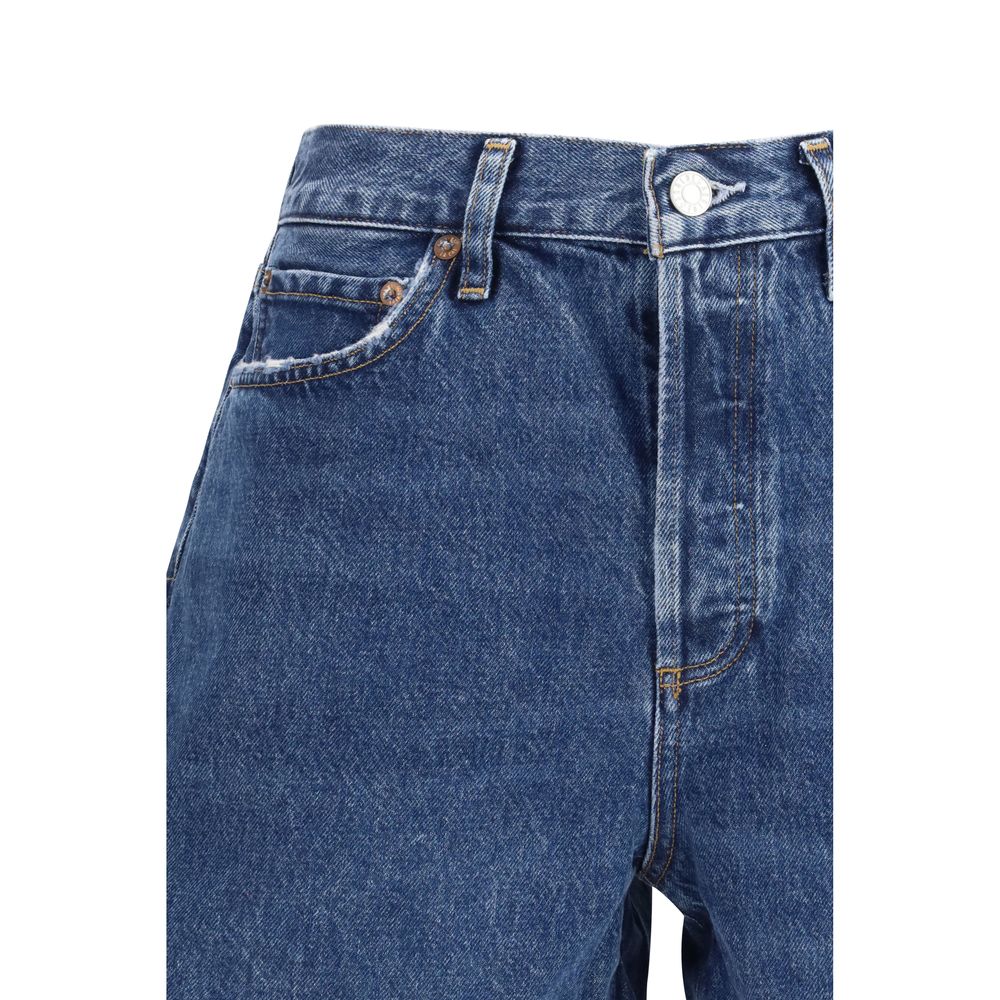 Agolde Blue Cotton Bermuda Shorts