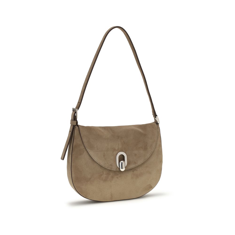 Savette Beige Calf Leather Bos Taurus Shoulder Bag
