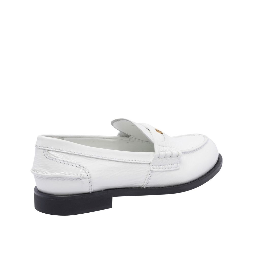 Miu Miu White Leather Slip-On Loafers