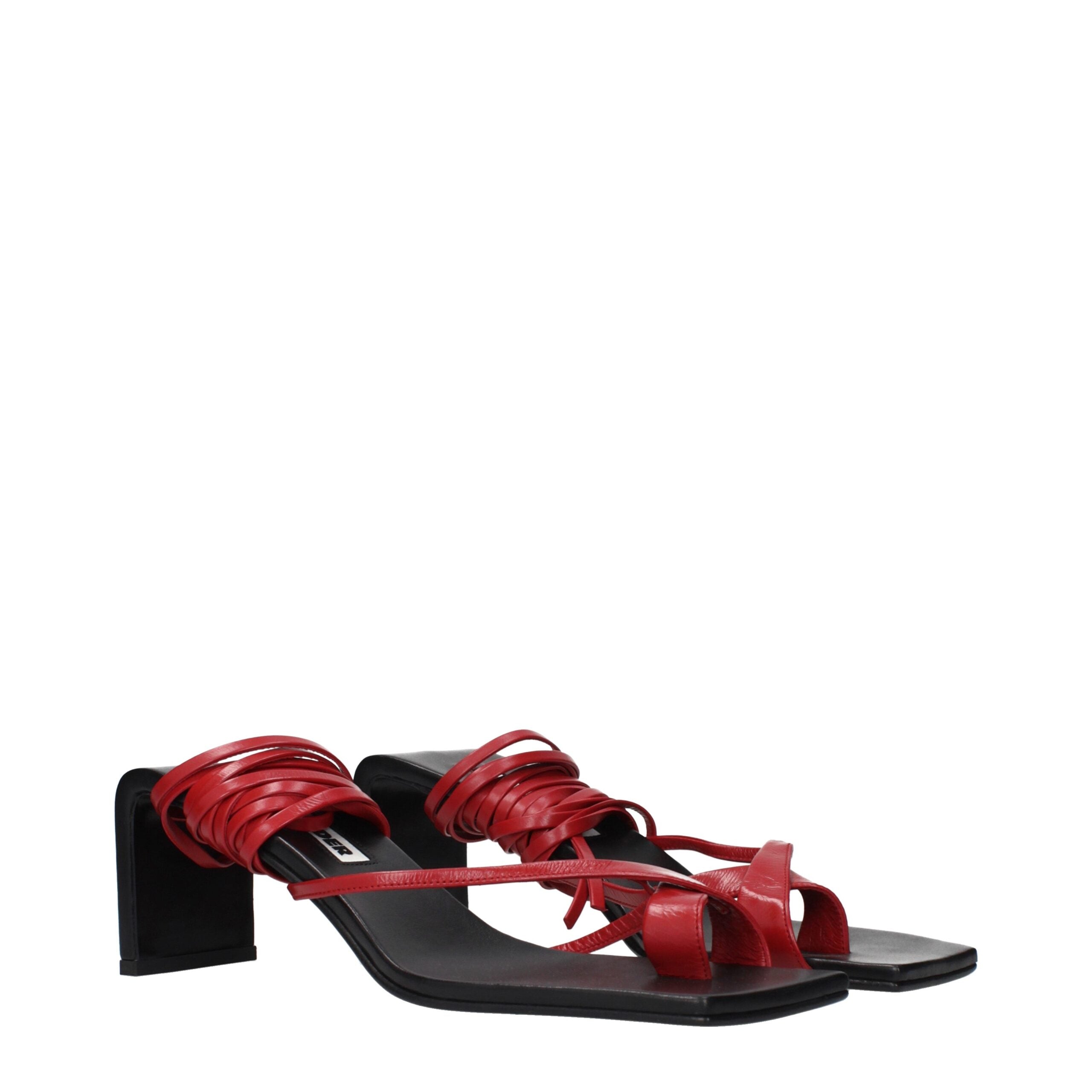 Jil Sander Red Leather Flip-Flop Sandals