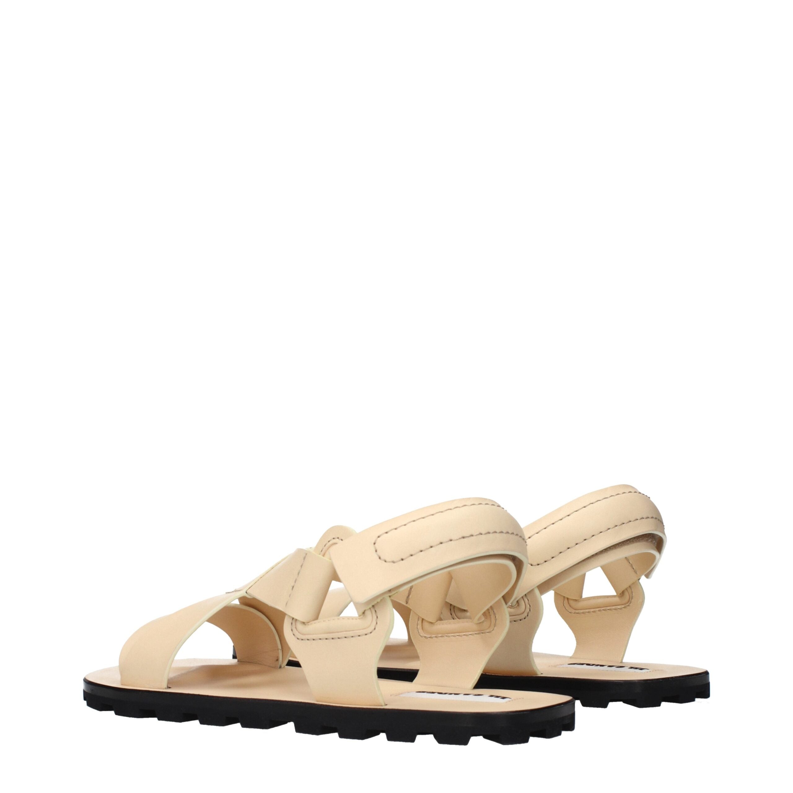 Jil Sander Beige Leather Strap-On Sandals