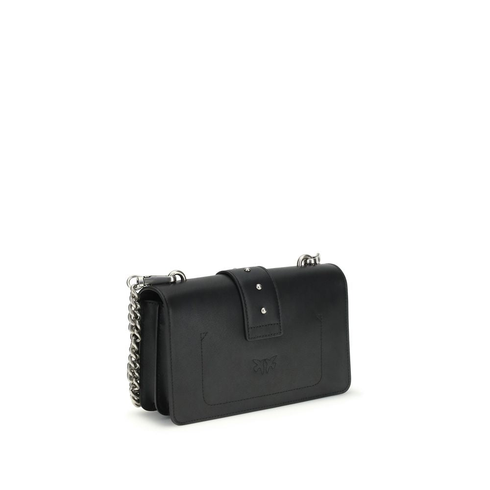 PINKO Black Calf Leather Bos Taurus Shoulder Bag