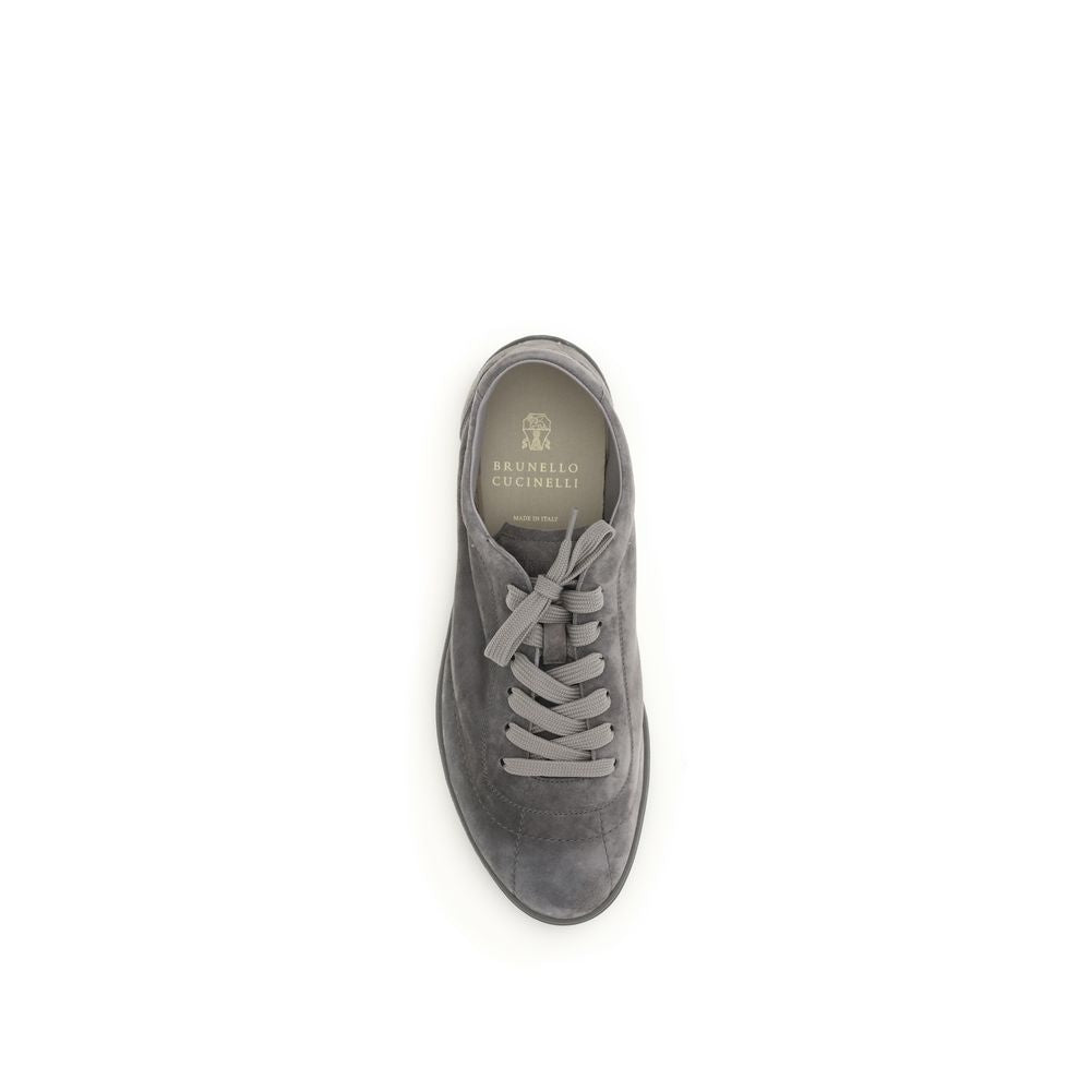 Brunello Cucinelli Grau Kalbsleder Bos Taurus Low Top Sneakers