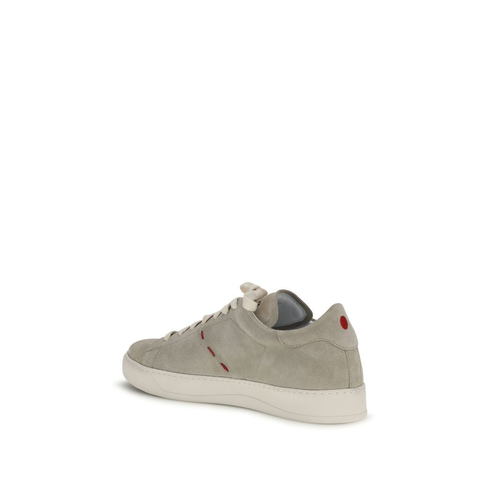 Kiton Beige Calf Leather Bos Taurus Low Top Sneakers