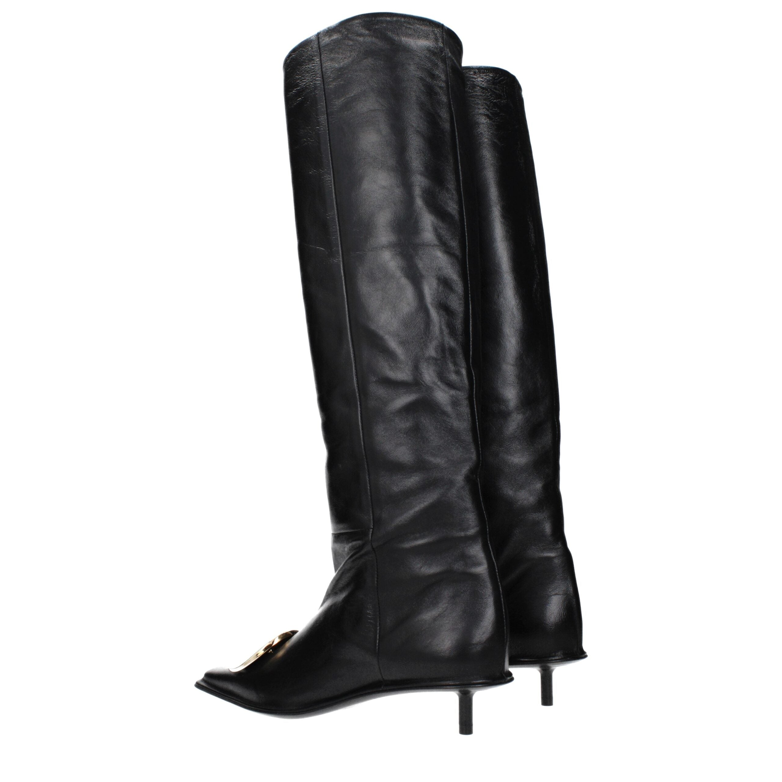 Jil Sander Black Leather Ankle Boots