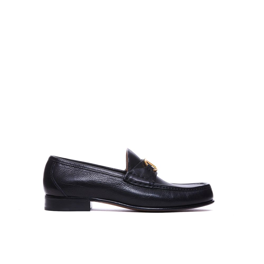 Valentino Garavani Black Leather Slip-On Loafers