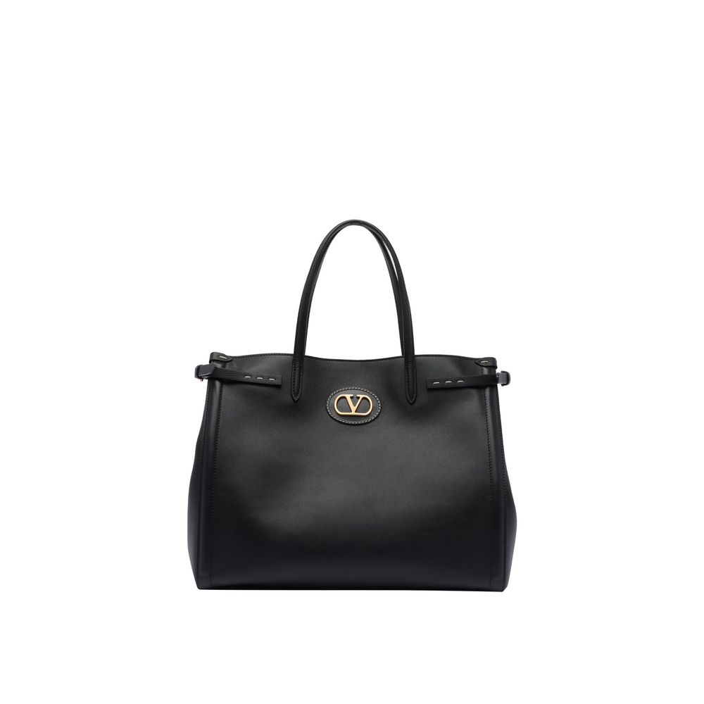 Valentino Garavani Black Leather Tote Bag