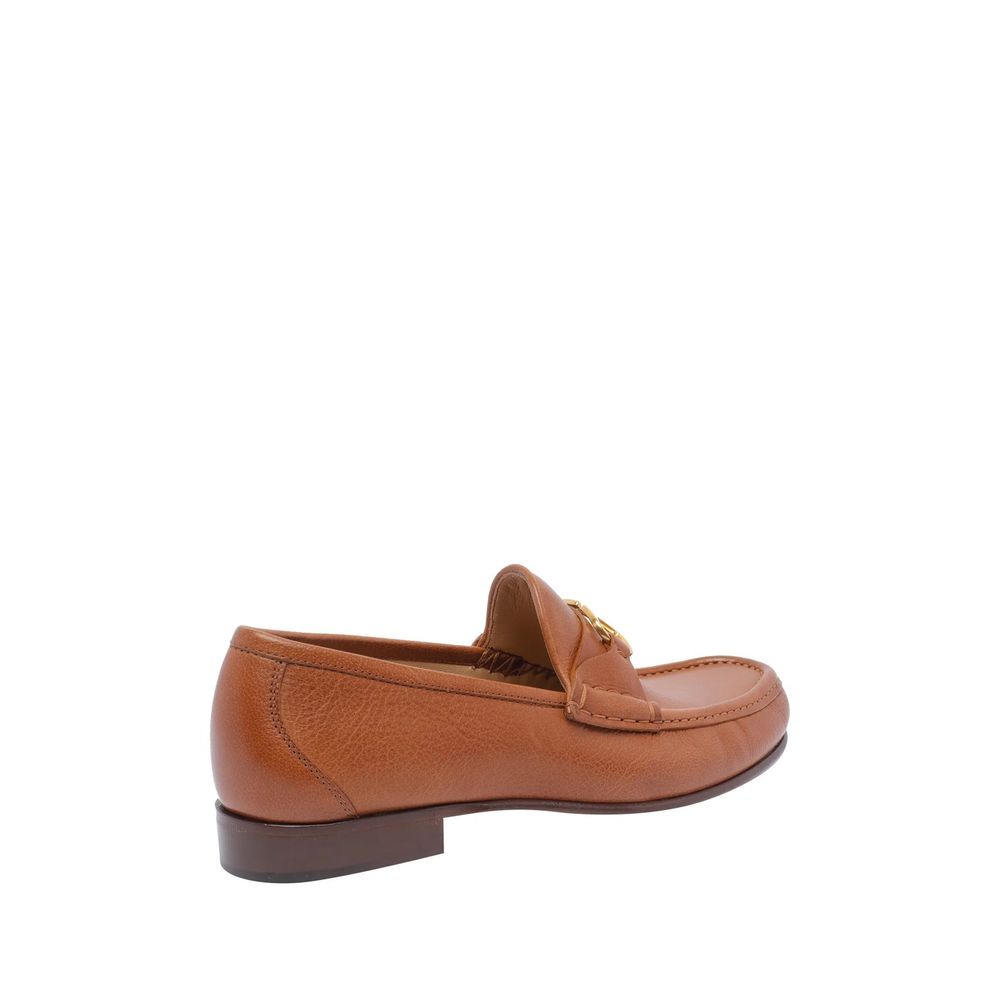 Valentino Garavani Brown Leather Slip-On Loafers