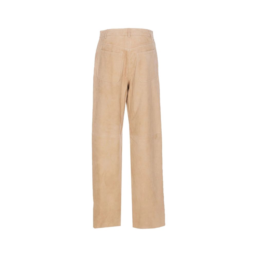 Max Mara Beige Leather Casual Pants