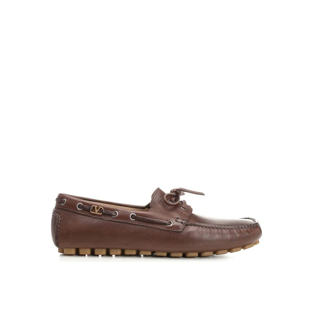 Valentino Garavani Brown Leather Slip-On Loafers