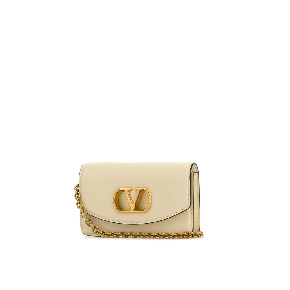 Valentino Garavani Beige Leather Clutch Bag