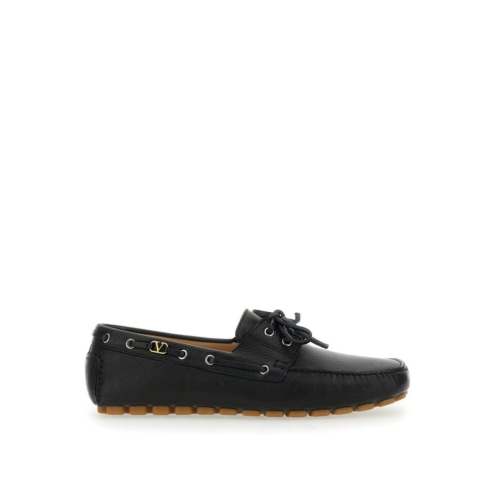 Valentino Garavani Black Leather Slip-On Loafers