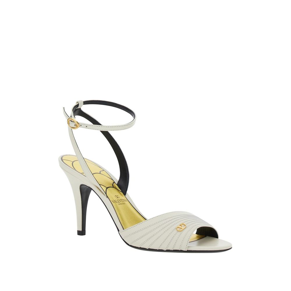 Valentino Garavani White Leather Stiletto Heel Sandals