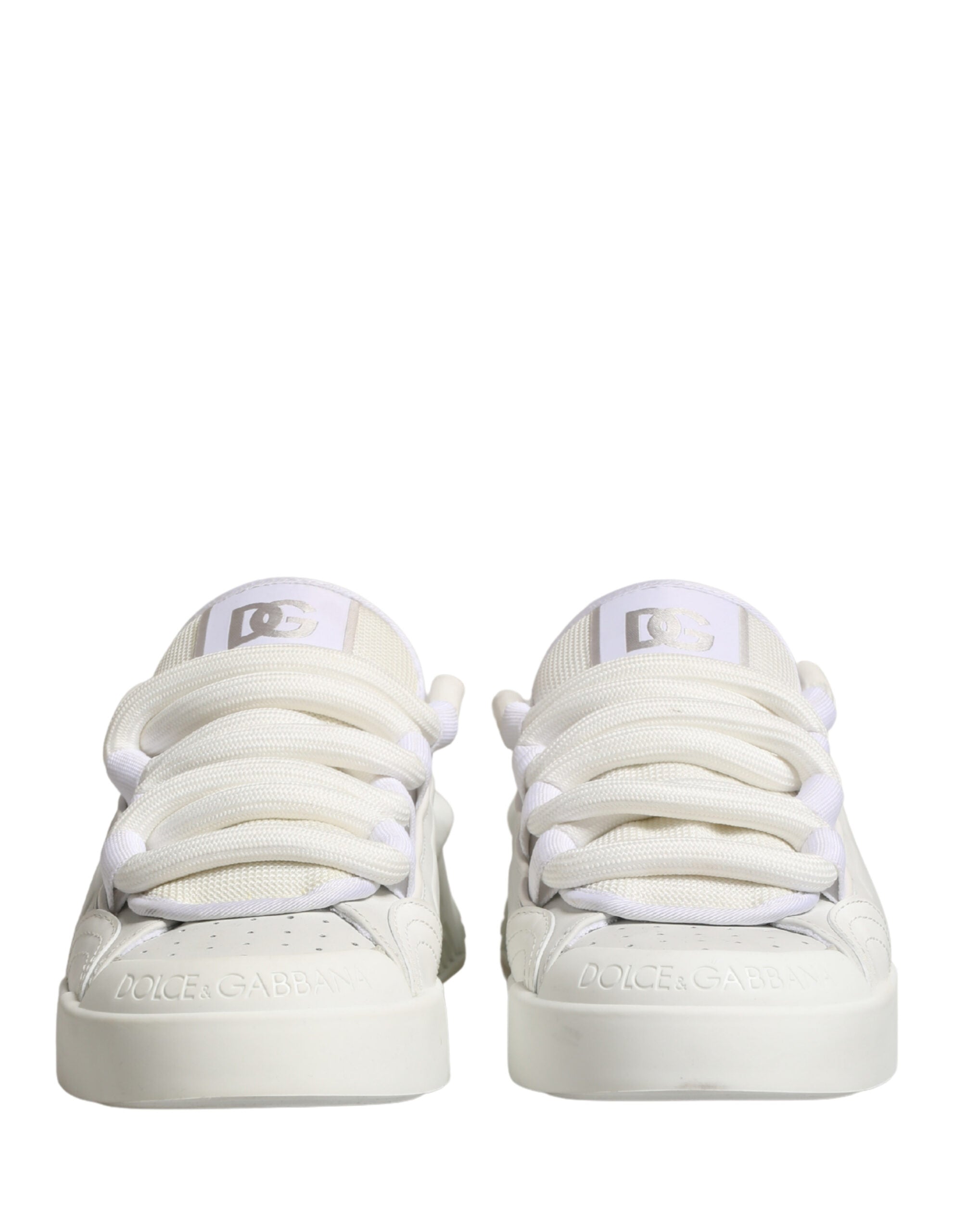 Dolce & Gabbana White Calfskin Leather Low Top Sneakers Shoes