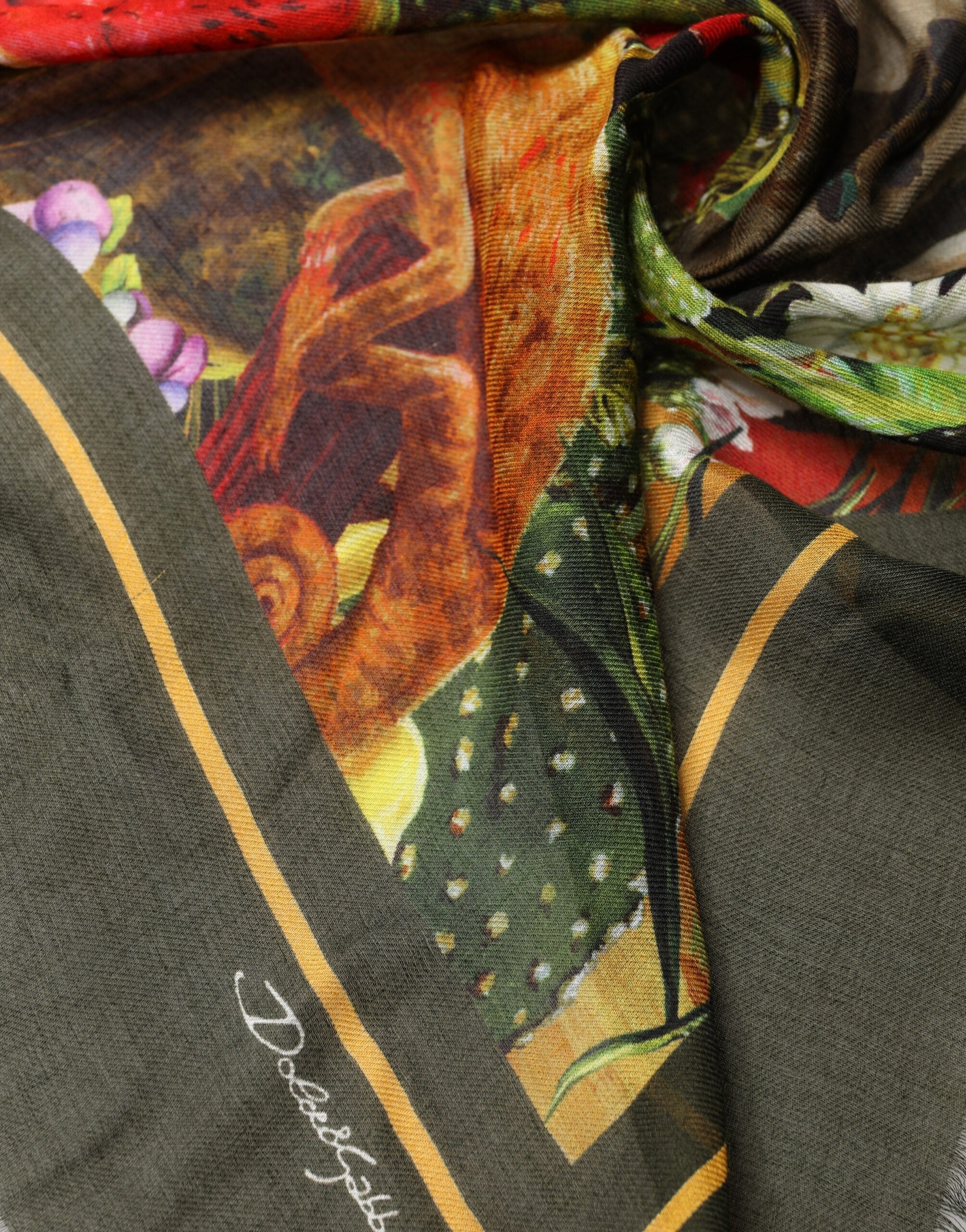 Dolce & Gabbana Multicolor Jungle Print Modal 134cm x 129.5cm Men Scarf