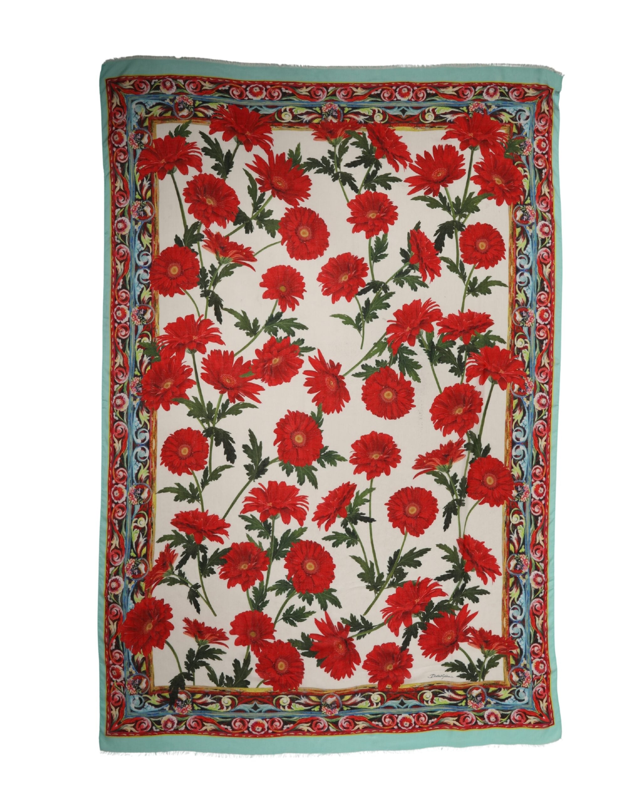 Dolce & Gabbana Multicolor Floral Print Wrap Shawl 196cm x 132cm Scarf