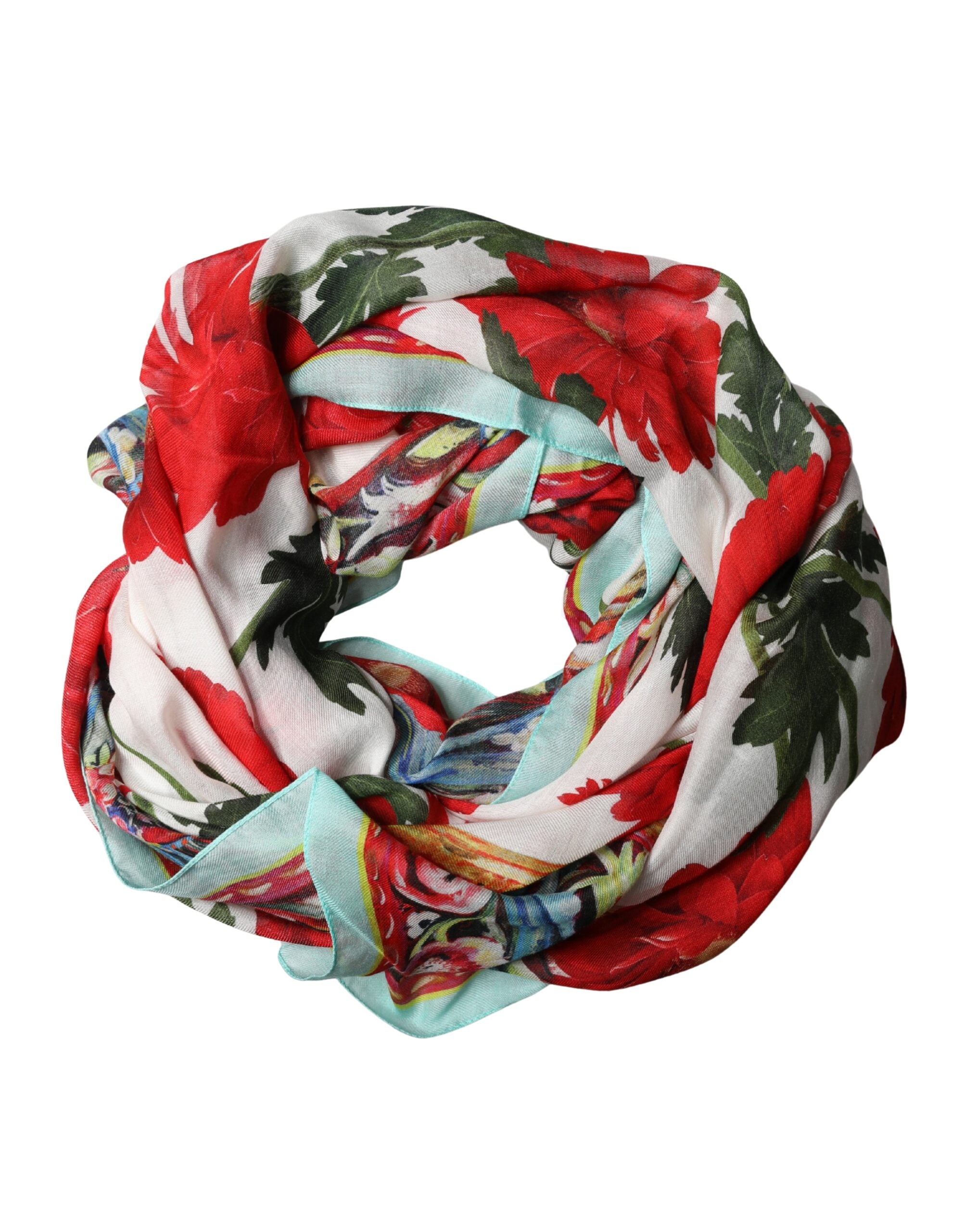 Dolce & Gabbana Multicolor Floral Print Wrap Shawl 196cm x 132cm Scarf