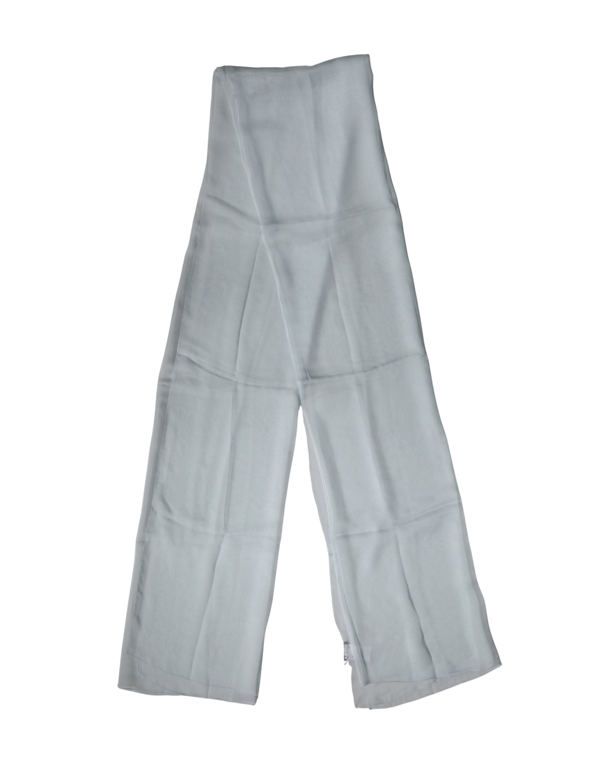 Dolce & Gabbana Light Blue Silk Sash Wrap Foulard 268cm x 120cm Scarf