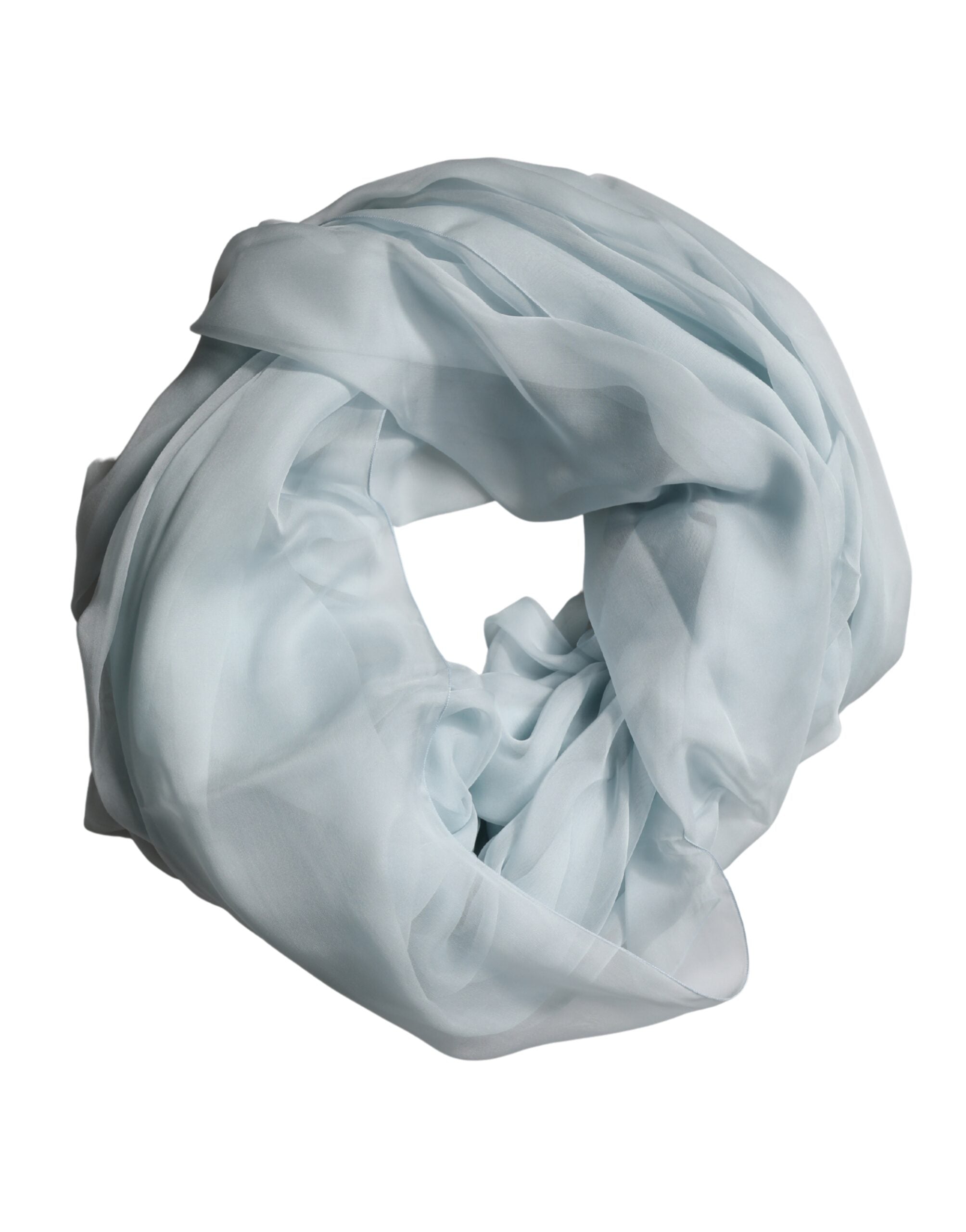 Dolce & Gabbana Light Blue Silk Sash Wrap Foulard 268cm x 120cm Scarf