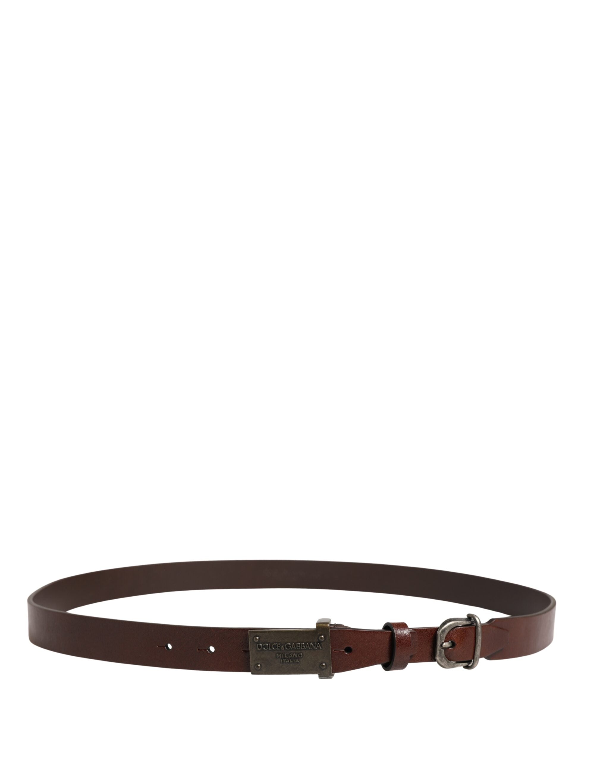 Dolce & Gabbana Brauner Ledergürtel mit Logo-Metallschnalle für Herren