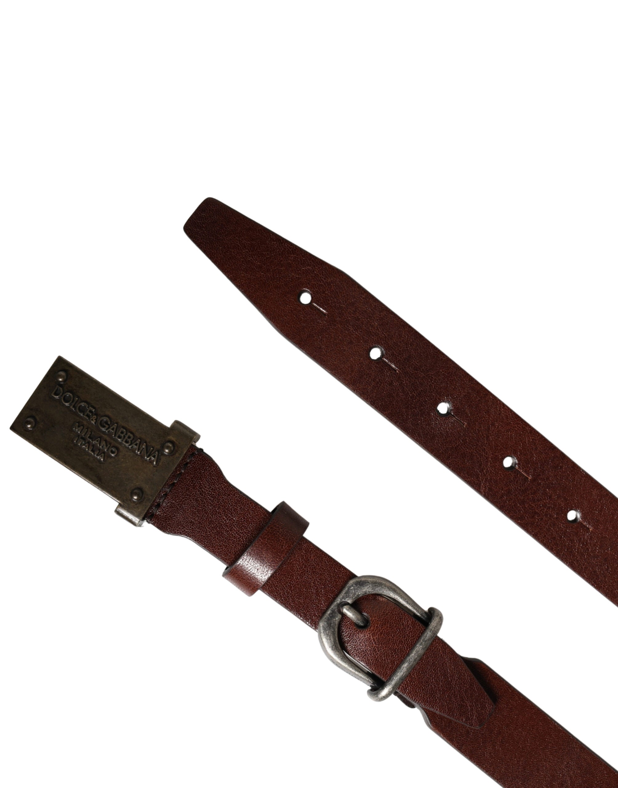 Dolce & Gabbana Brauner Ledergürtel mit Logo-Metallschnalle für Herren