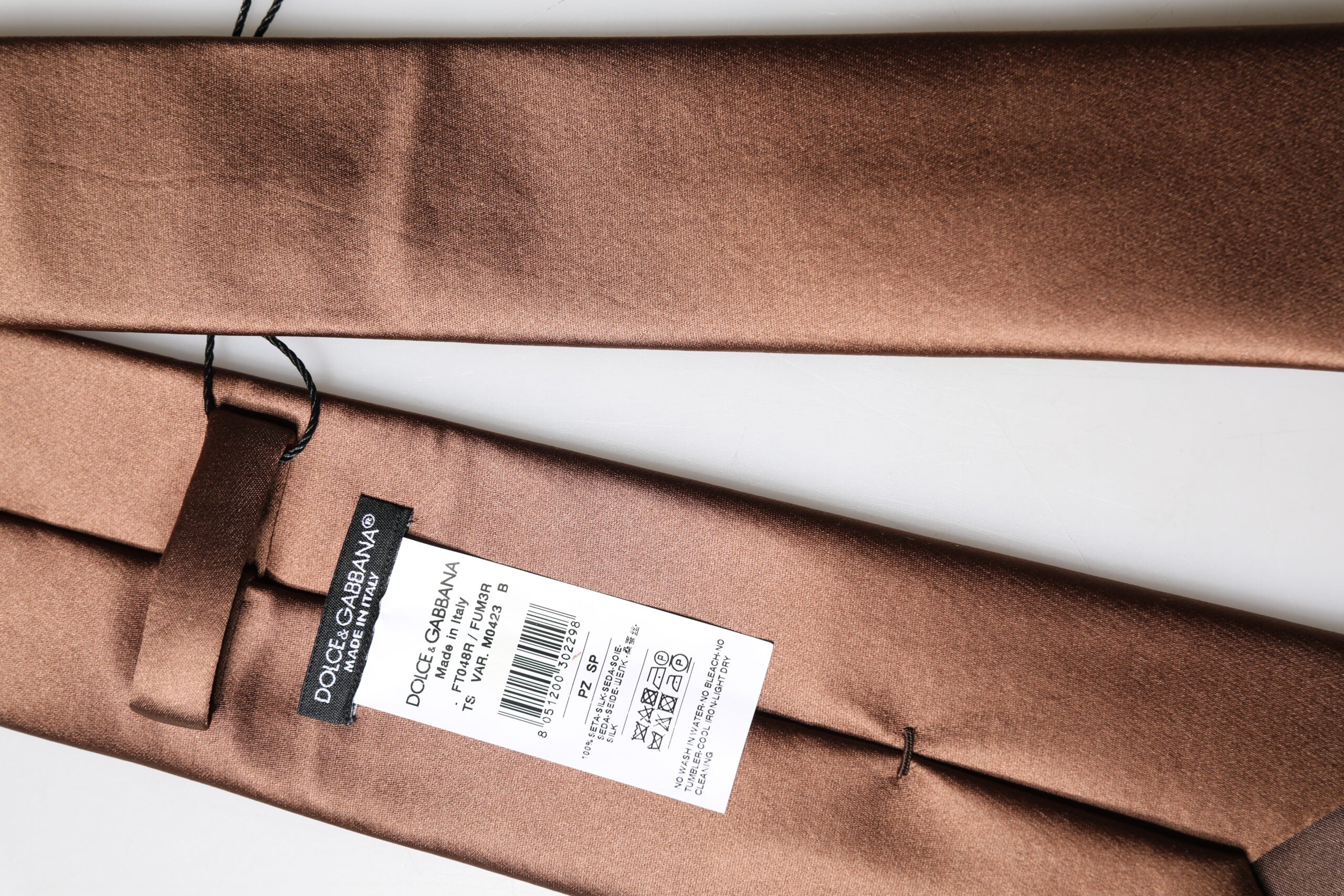 Dolce & Gabbana Braune Satin Krawatte aus 100% Seide mit verstellbarer Weite für Herren