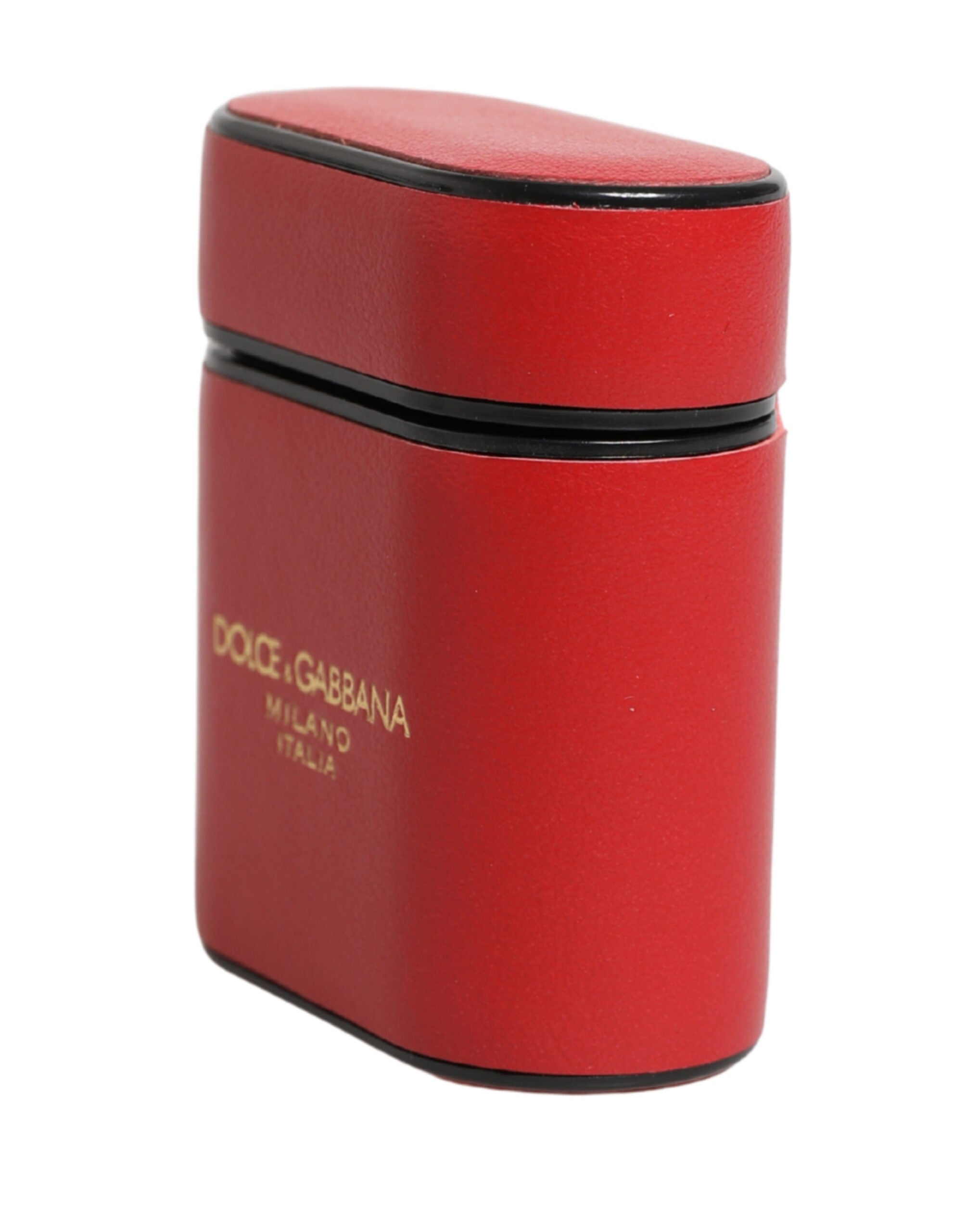 Dolce & Gabbana Red Calf Leather Logo Print Flip Holder Airpods Case