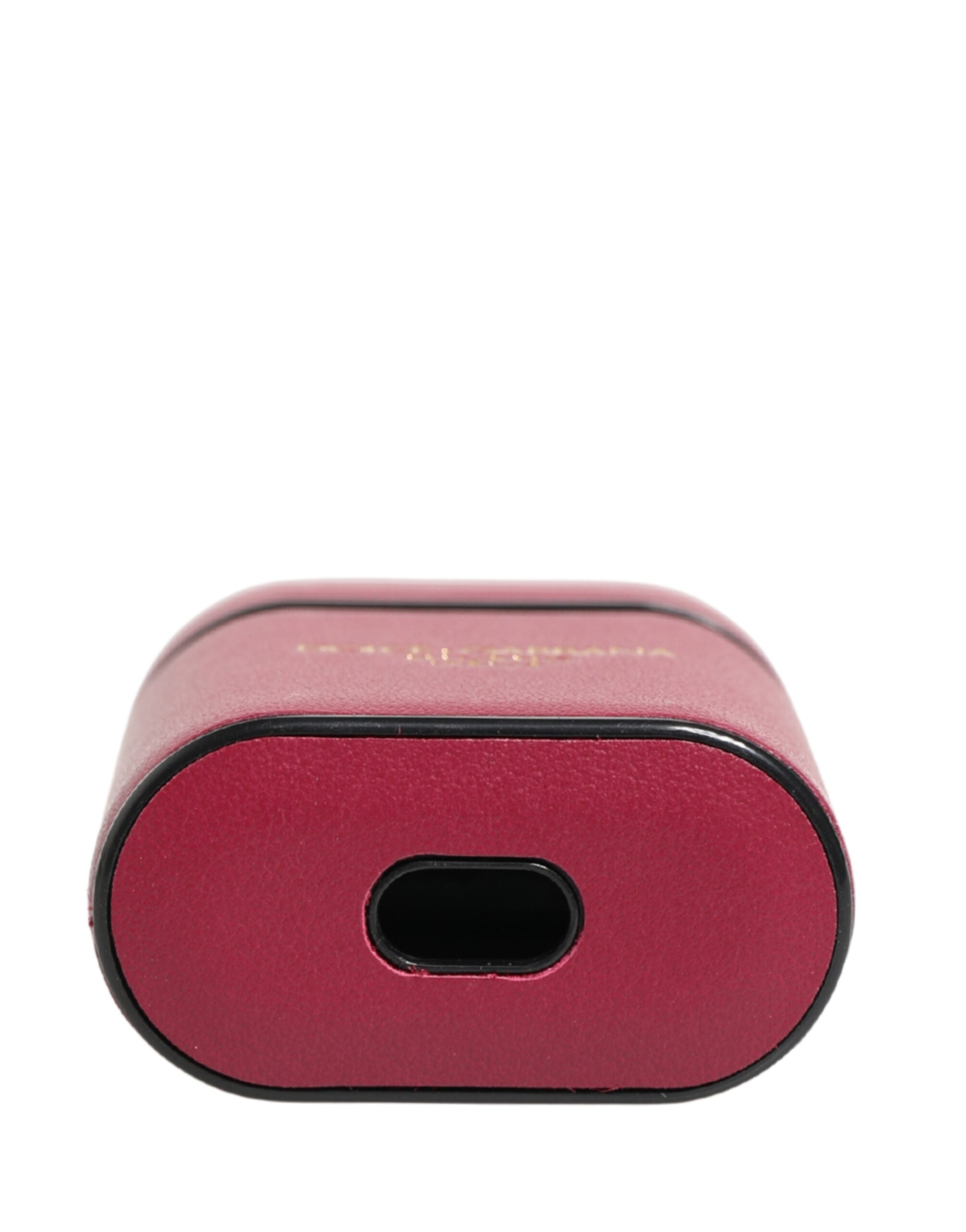 Dolce & Gabbana Pink Calf Leather Logo Print Flip Holder Airpods Case