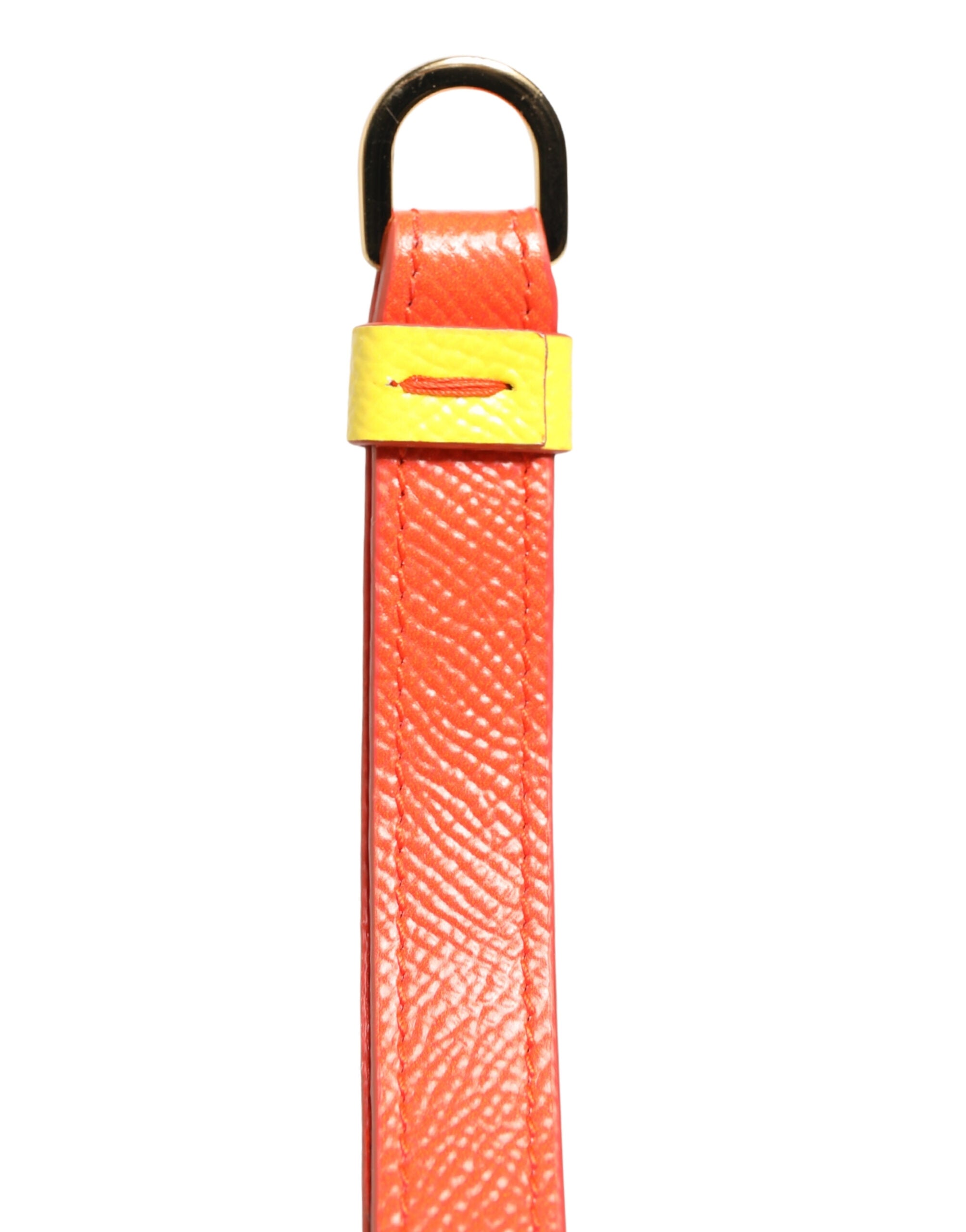 Dolce & Gabbana Yellow Calf Leather Logo Flip Holder Strap Airpods Case