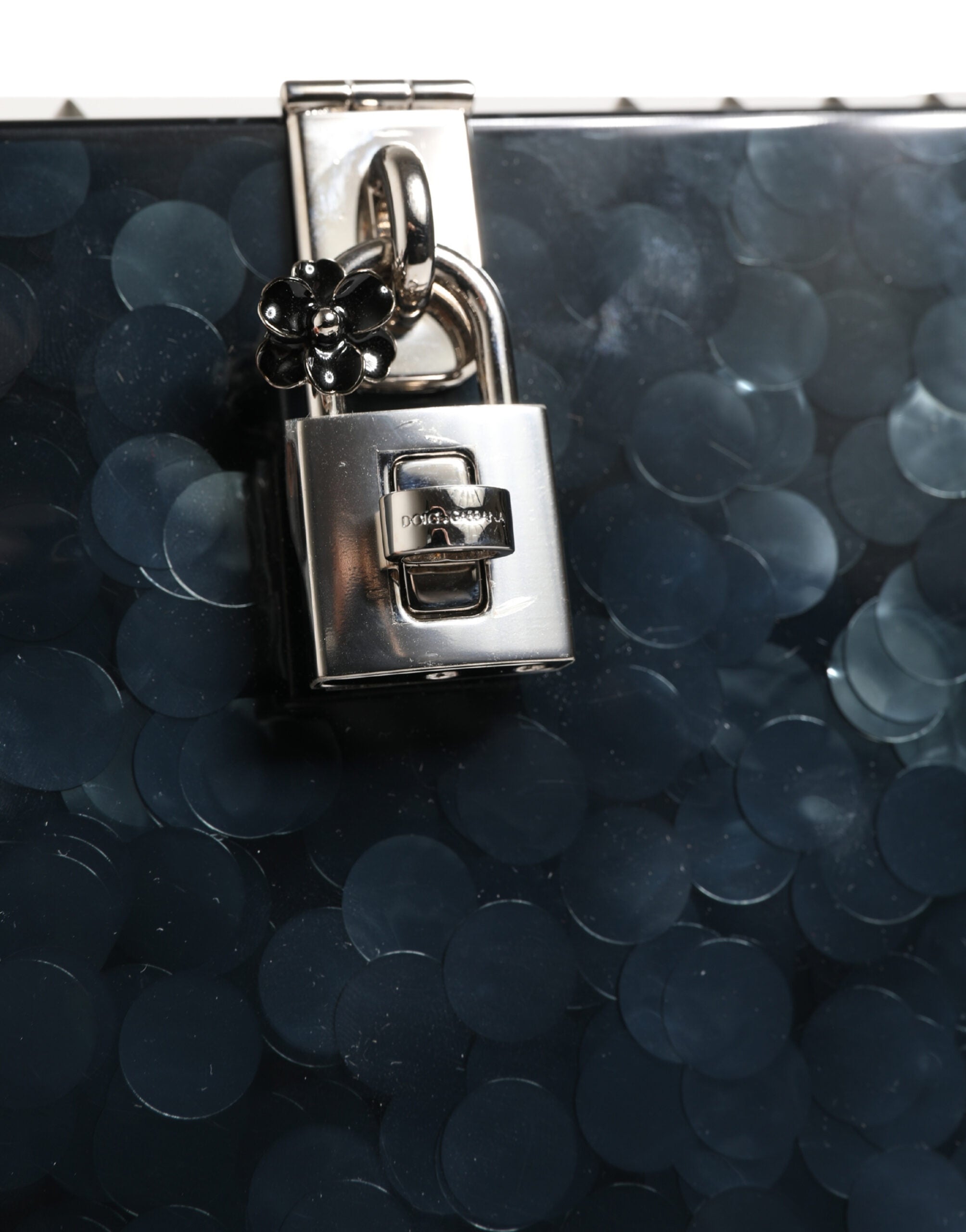 Dolce & Gabbana Black Acrylic Plexiglass Studded DOLCE BOX Clutch Bag