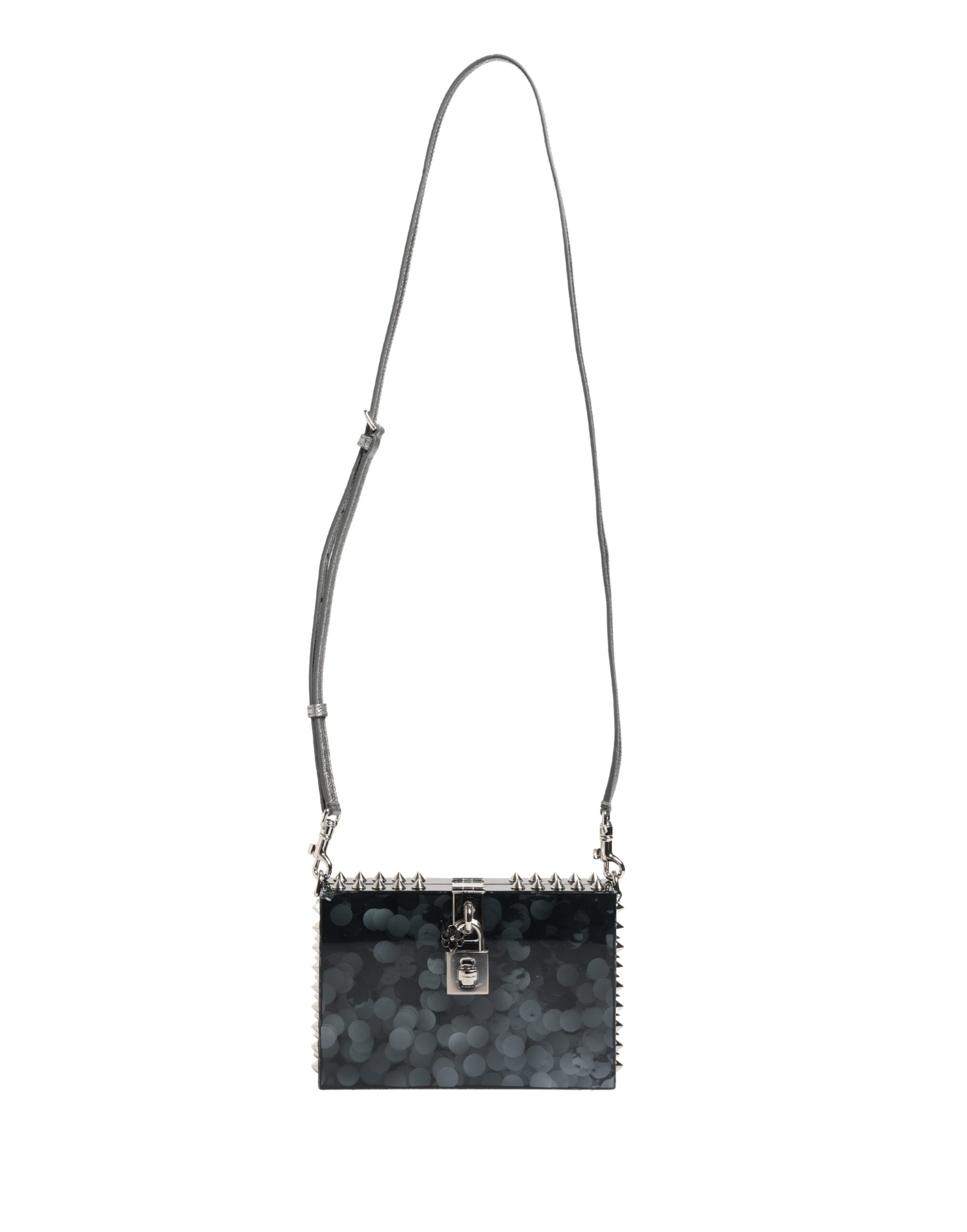 Dolce & Gabbana Black Acrylic Plexiglass Studded DOLCE BOX Clutch Bag