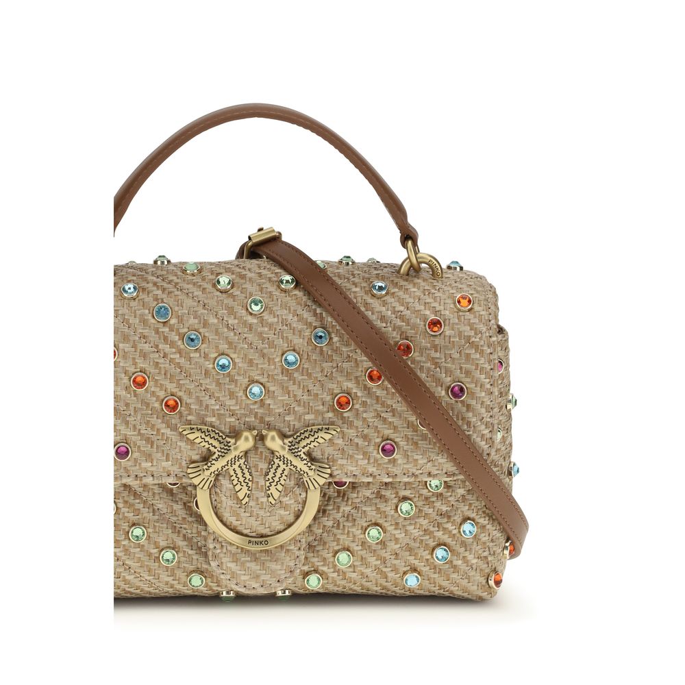 PINKO Beige Raffia Handbag