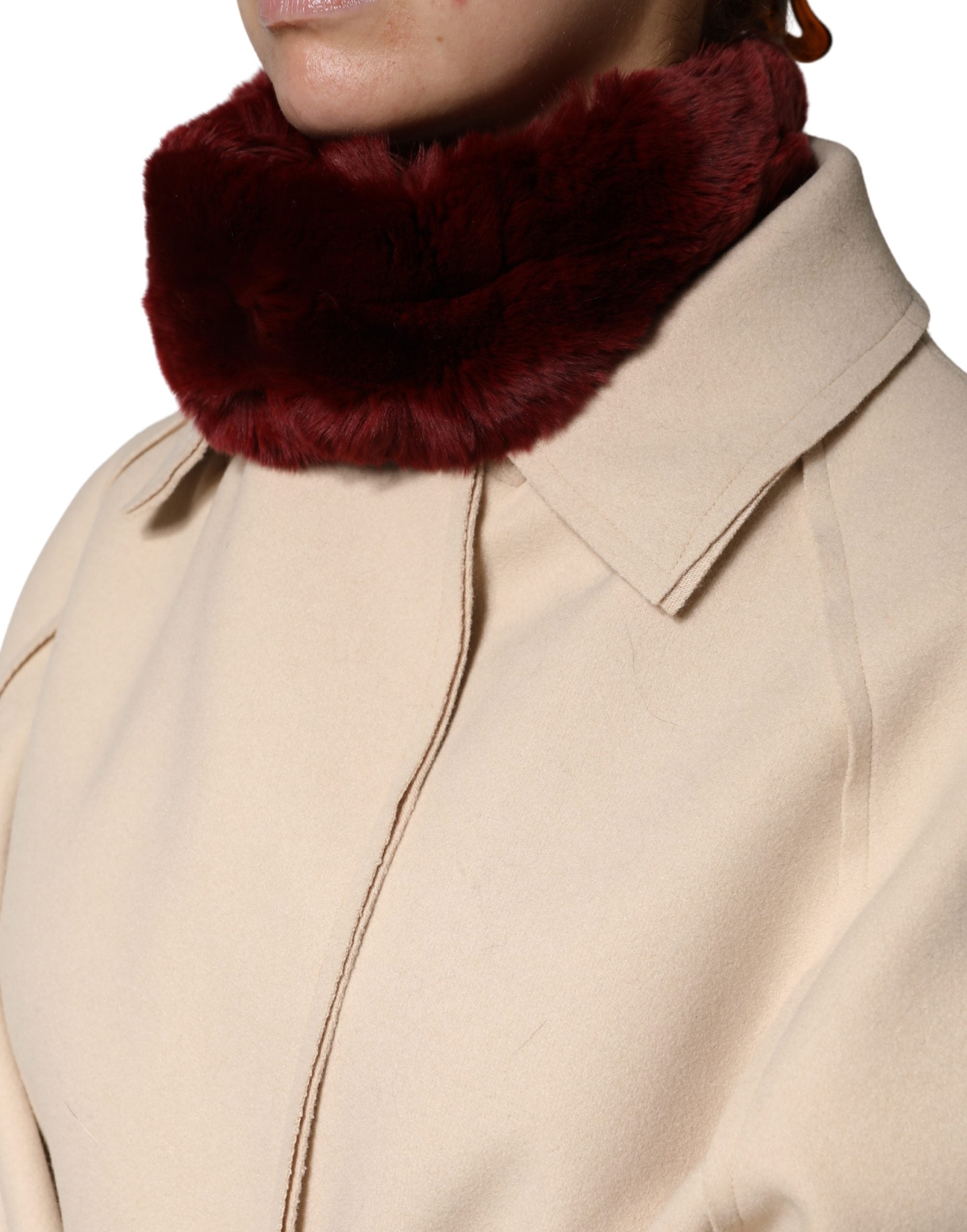 Dolce & Gabbana Roter Lammfellkragen Damen Nackenwickel 50cm x 8cm Schal