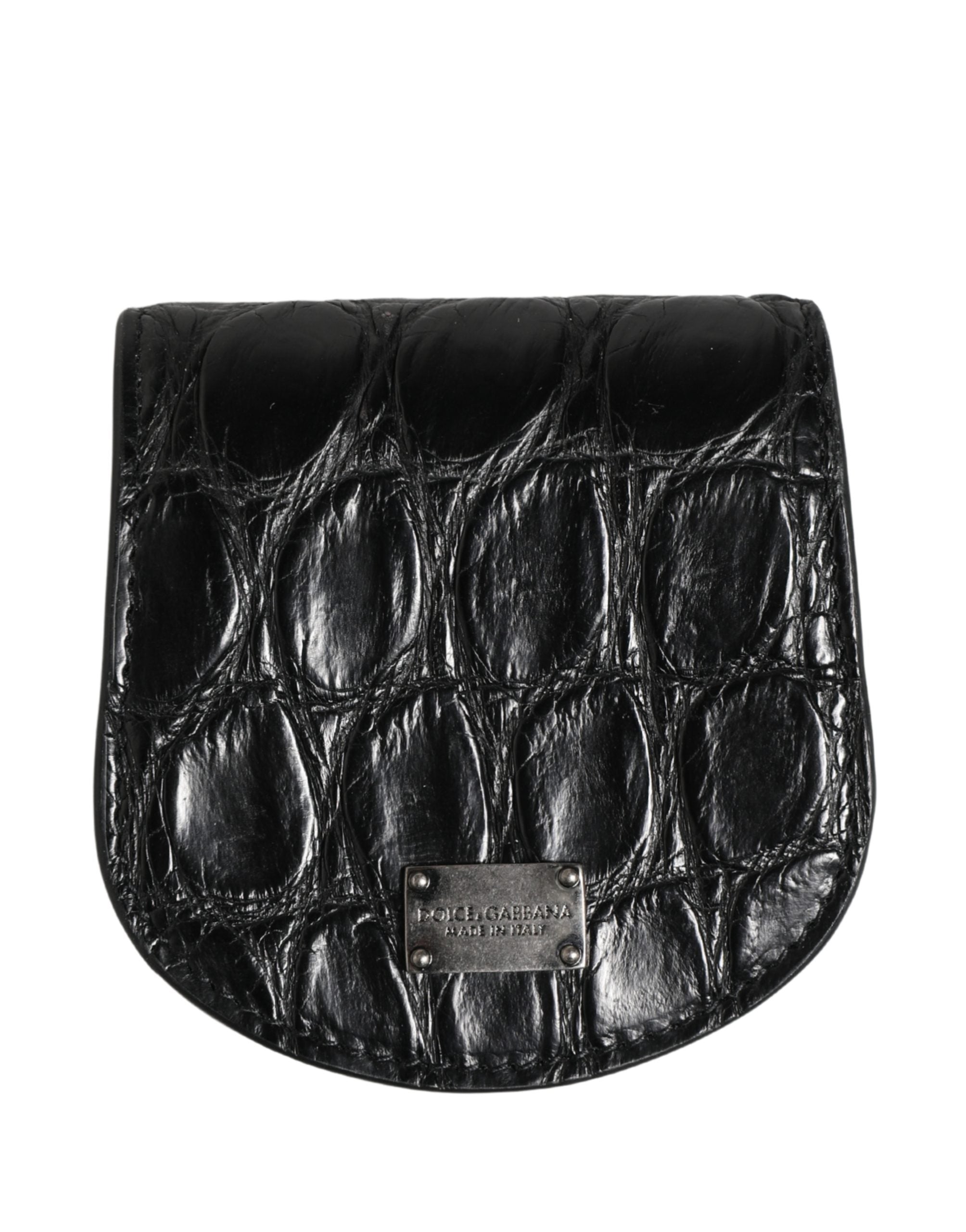 Dolce & Gabbana Schwarze Geldbörse aus exotischem Leder für Kondome